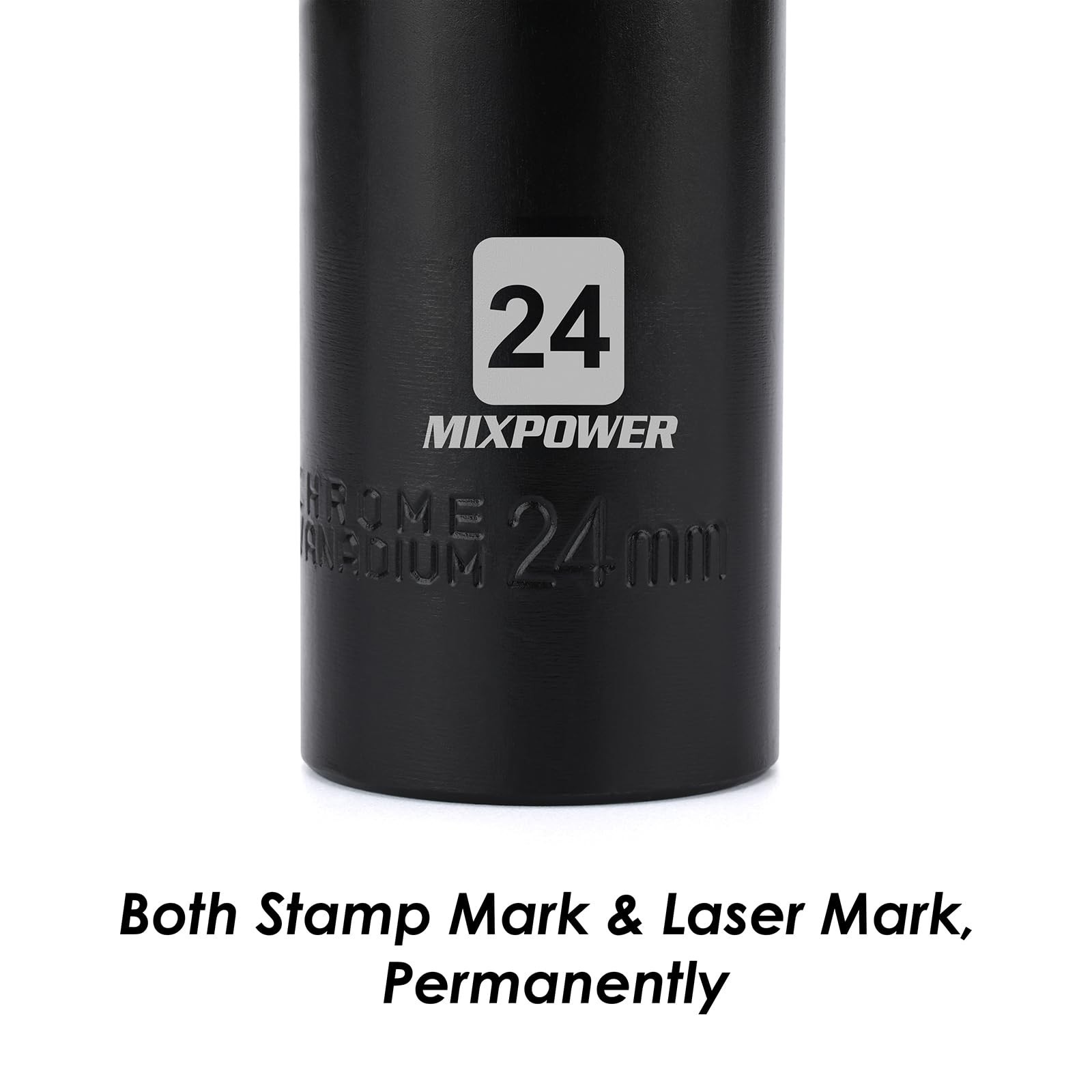 1/2-Inch Drive Deep Impact Socket, 24mm, 6 Point, CR-V, Deep, Metric, 1/2″Dr….