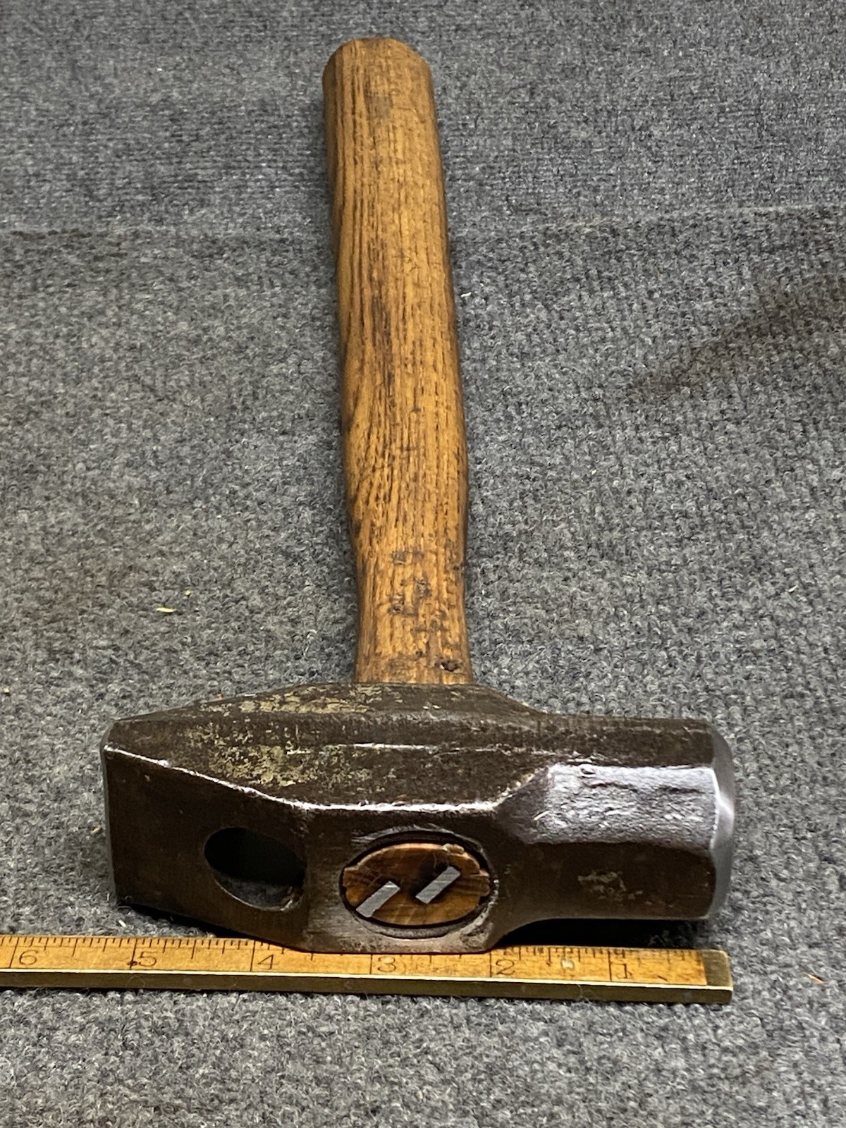 Vintage BELL SYSTEM 3 Lbs Cross Peen Hammer With Foot Peg Wrench Hole USA