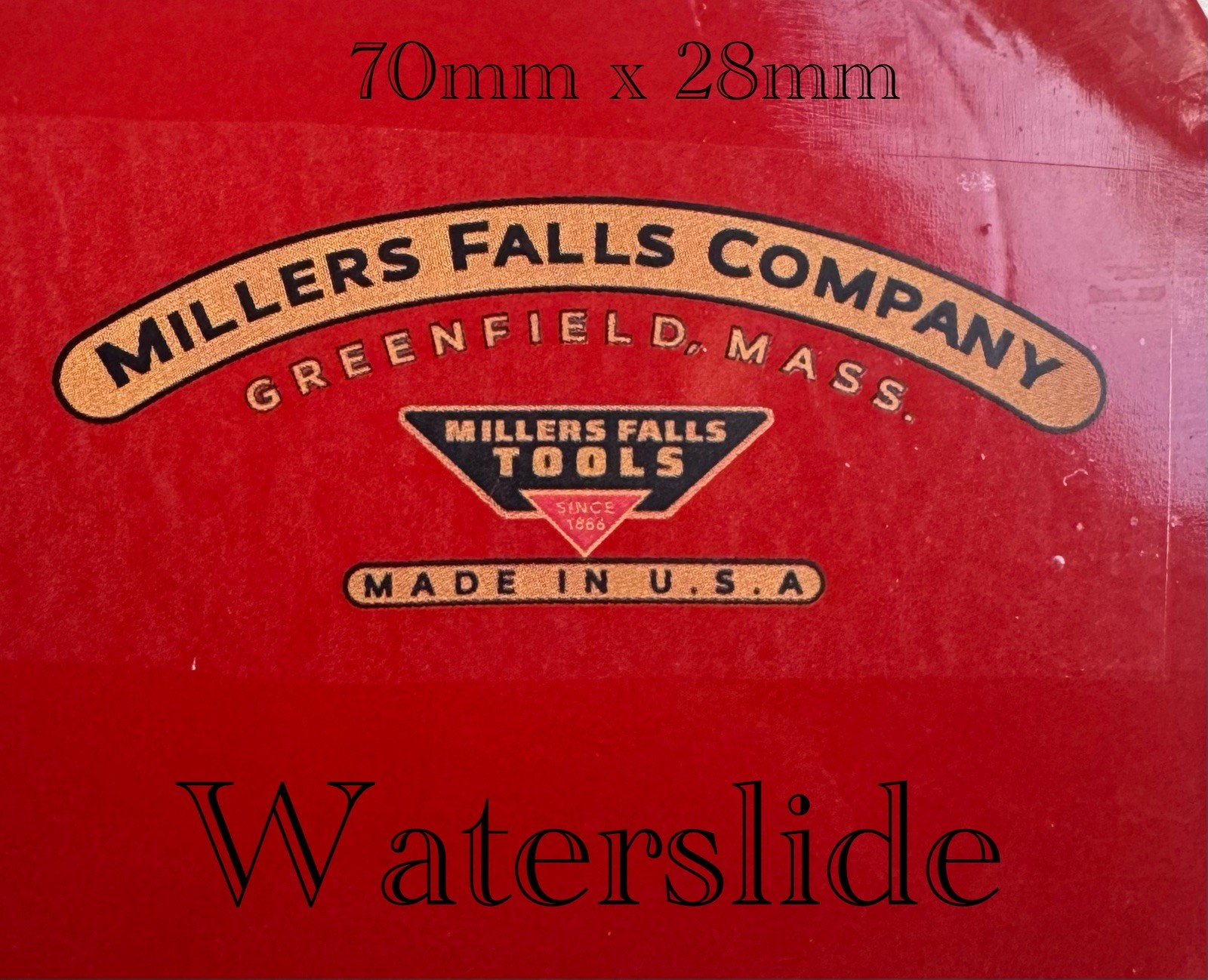Waterslide Vintage Millers Falls Company Breast Drill decal tool USA