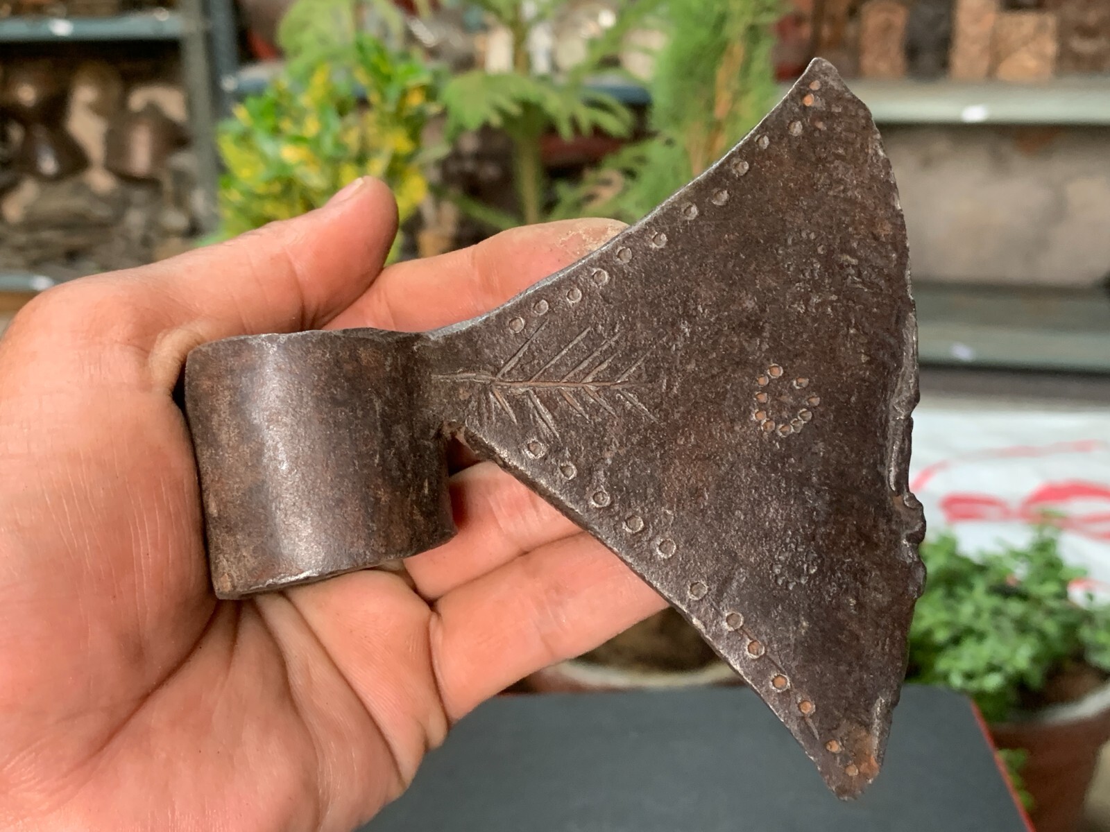 1850’s Antique Indian Old Hand Forged Iron Axe Head Collectible Rare Axe Blade