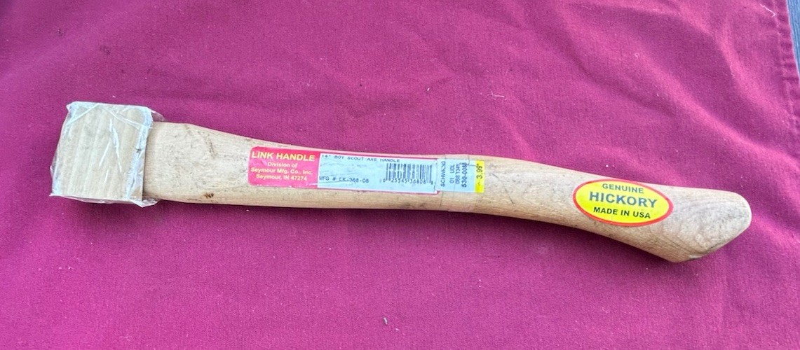 Link Handle 14” Genuine Hickory Boy Scout Axe Handle NOS Seymour Mfg Co USA