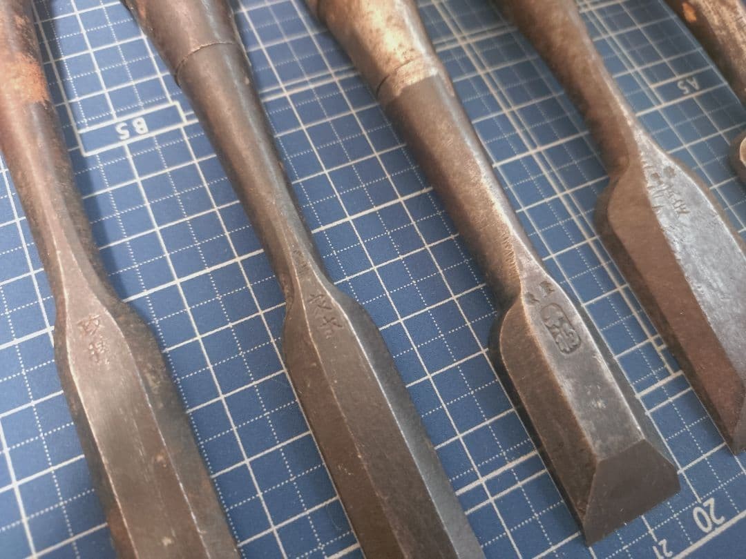 Chisel Nomi set of 10 3mm-41mm Japanese Vintage Woodworking Tool Japan