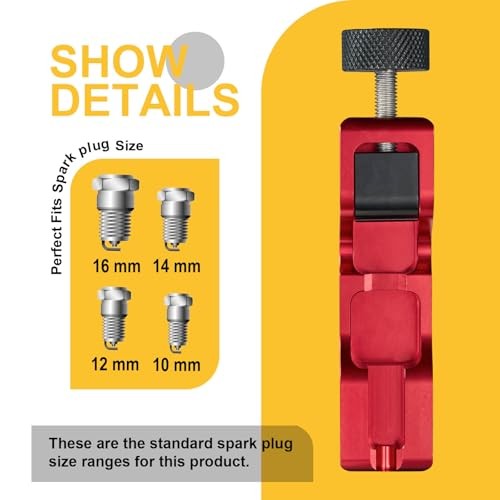 Spark Plug Gap Tool Universal with 32 Blades Steel Feeler Gauge, Red