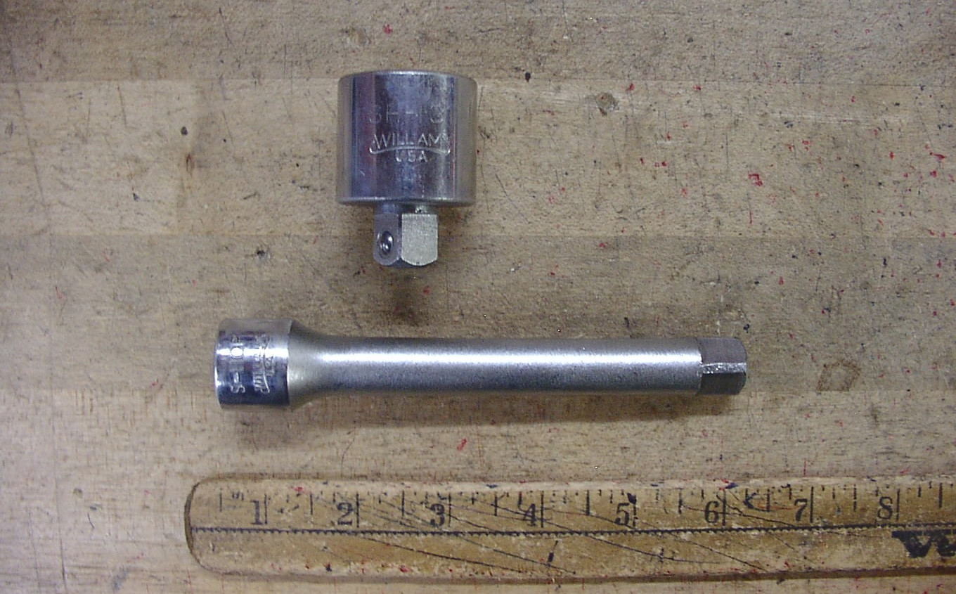 2 Vntg Williams 1/2″ Dr. Tools,S-110P-5-9/16″ Extension,& SH-131 3/4″ Adapter,EX