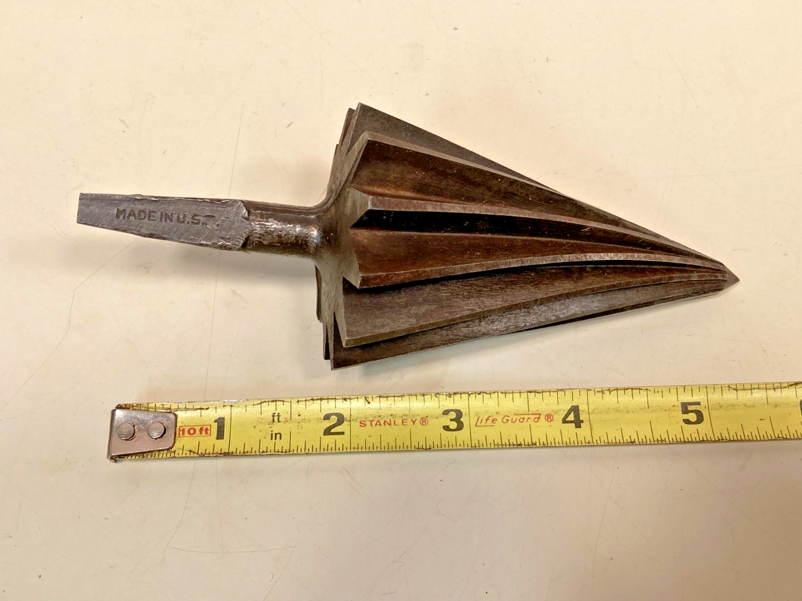 Vintage Greenfield spiral flute reamer (3/8″ to 2″ ID pipe) brace & bit end