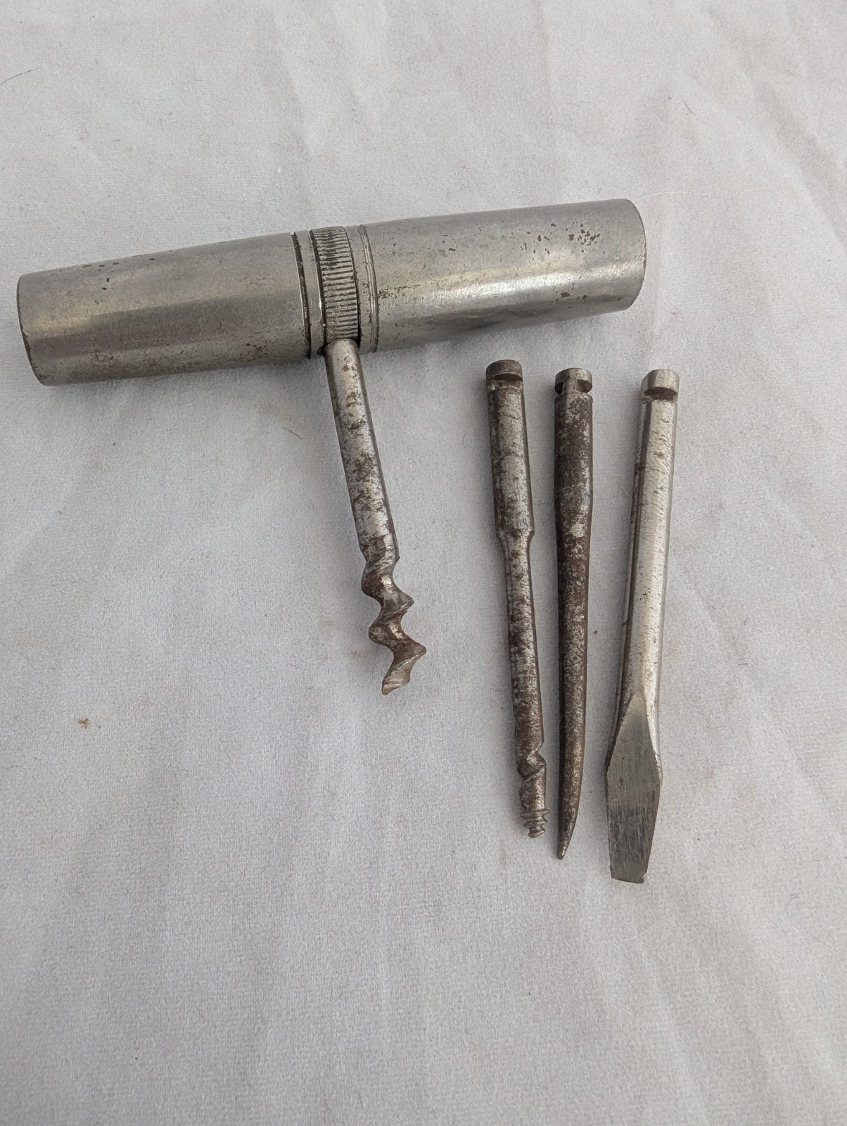 Vtg German Compact Pocket Auto Screwdriver Corkscrew 6 Piece 3” Travel Size