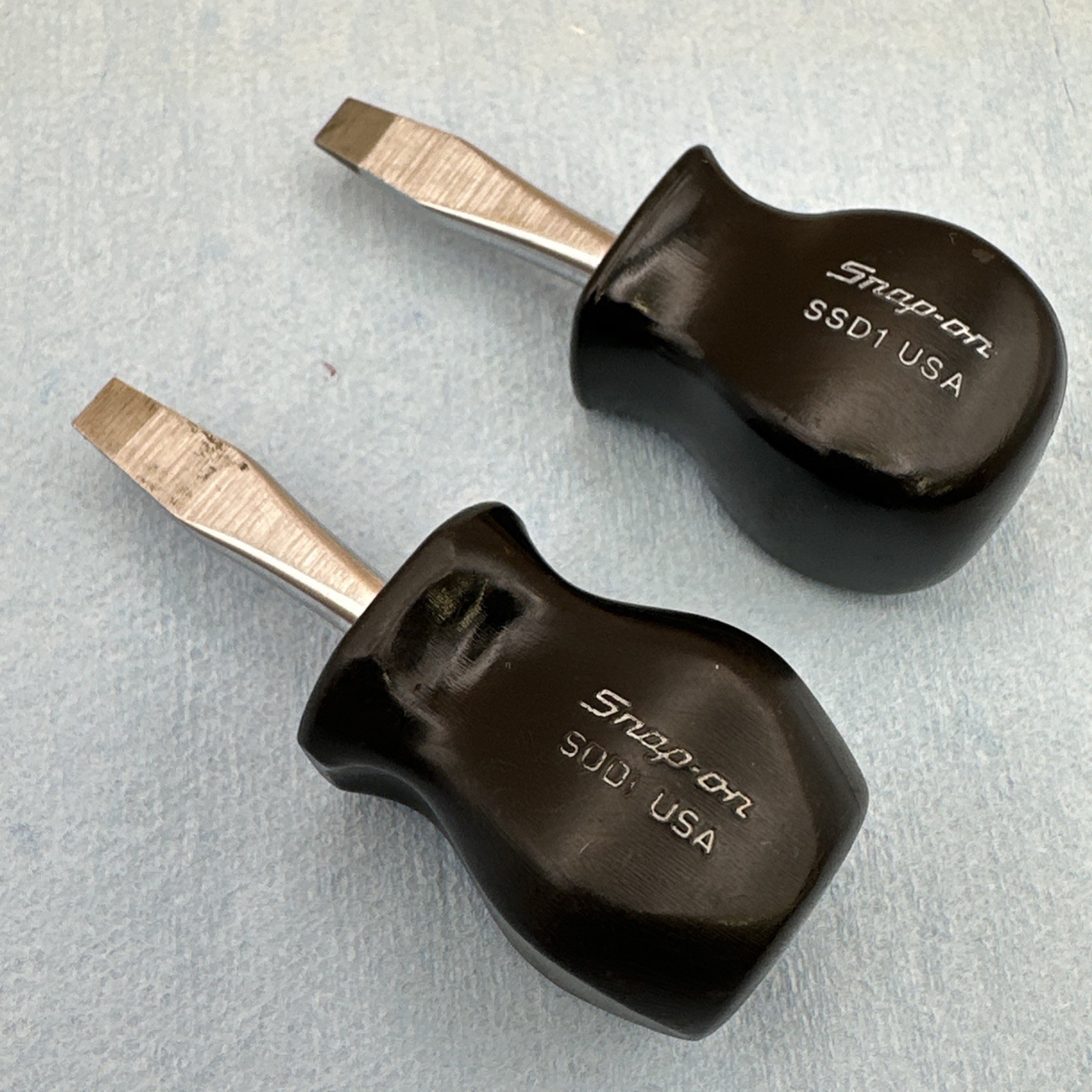 2X Snap-on Stubby Slotted Black Handle Screwdriver SSD1