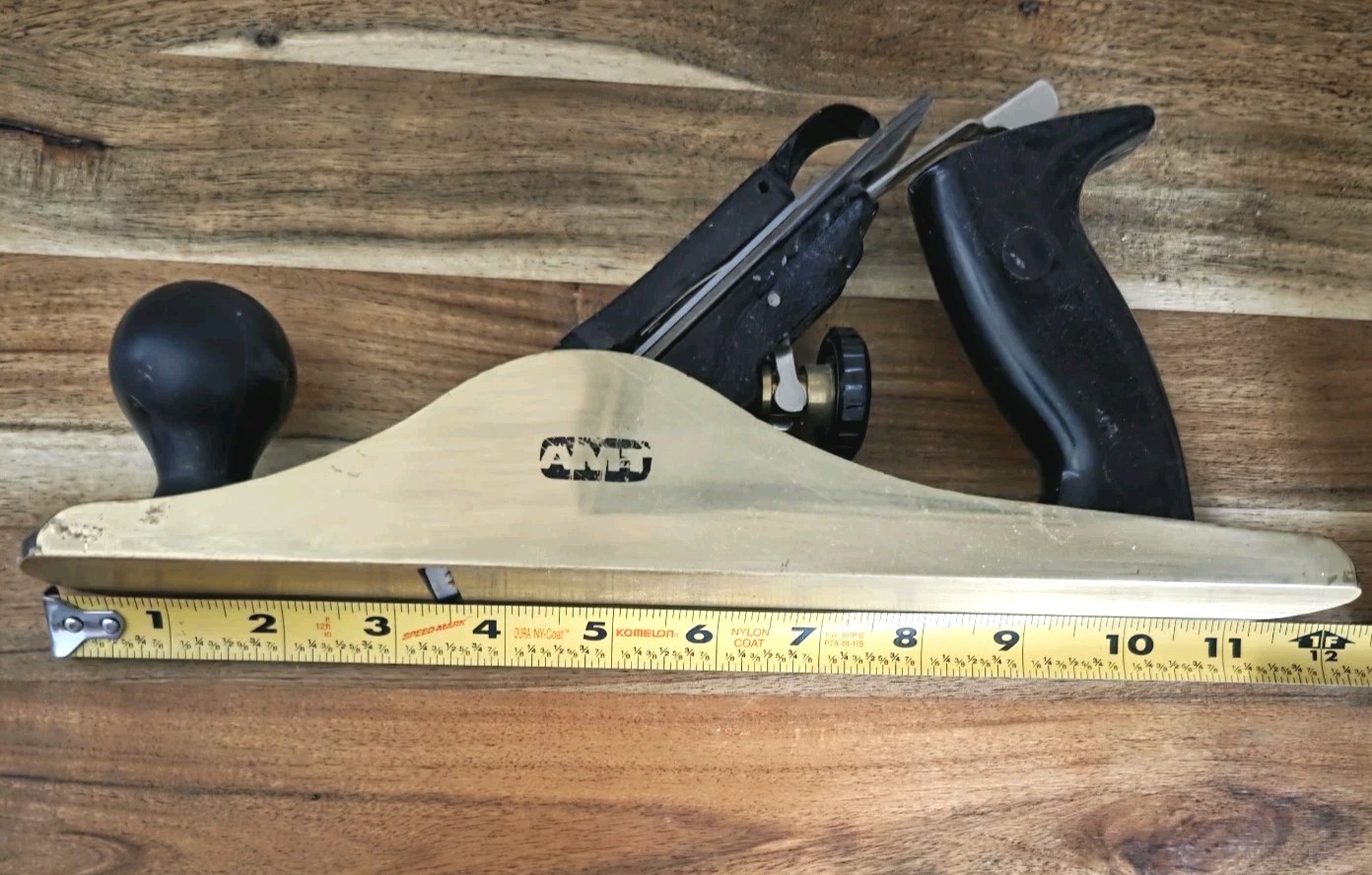 Vintage AMT Brass Clad 11.5″ X 2″ Wood Working Plane Japanning Black