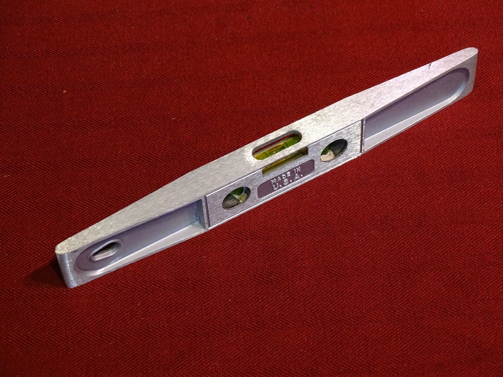 Nice Millers Falls No. 290 Cast Aluminum Torpedo Level & Plumb in Vinyl Pouch