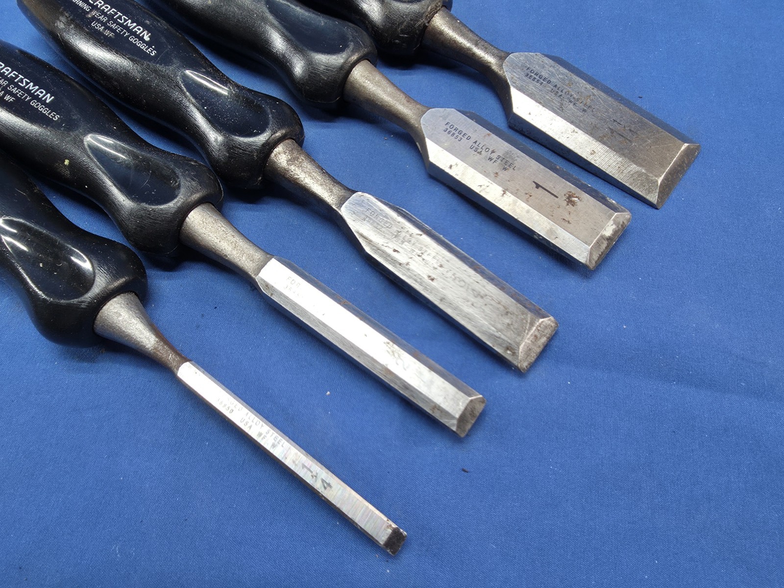 NICE Set of 5 Craftsman Bevel Edge Bench Chisels USA 1/4″ – 1 1/4″