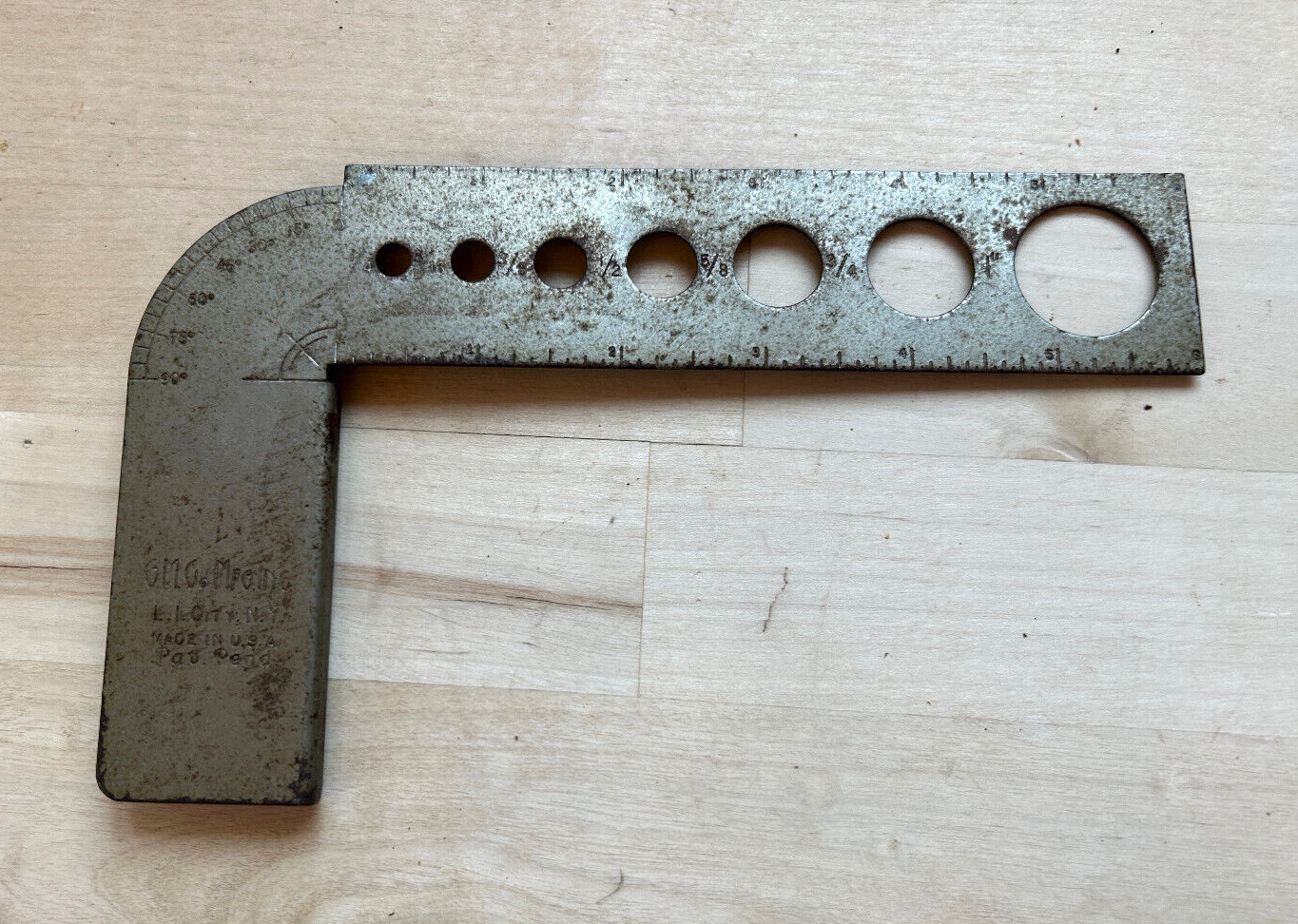 Vintage Metal Square Angle Gauge – G.M. Co. – Long Island, NY