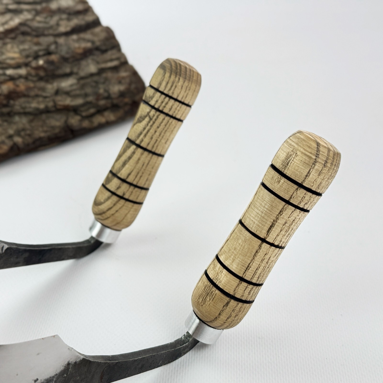 Inshave Knife – Hand-Forged Carbon Steel, Ash Handles, Woodworking Tool.