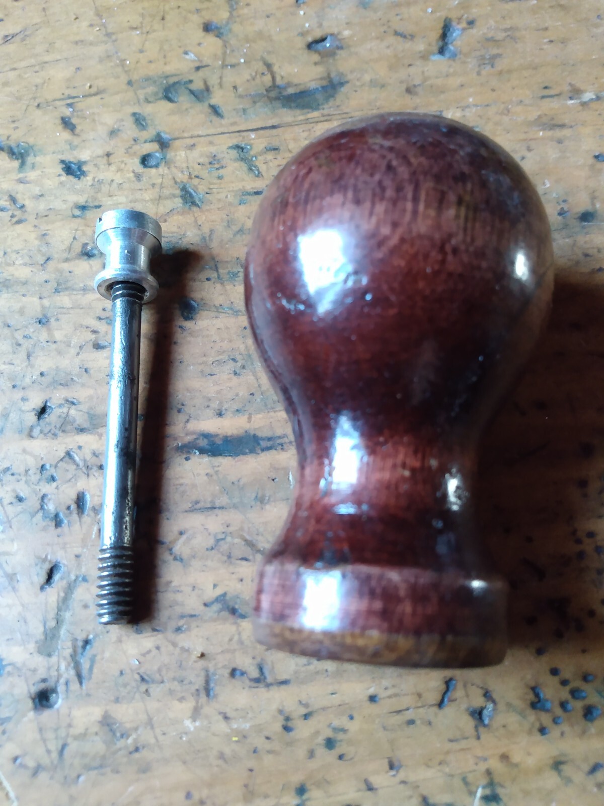 STANLEY STAINED HARDWOOD, LG. TALL, TAPER BASE front plane knob. SEE FULL DESC.