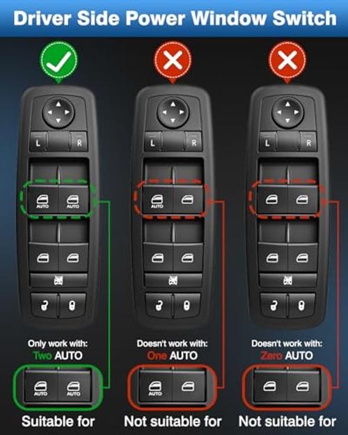 Power Window Switch Driver Side Replacement for Ram 4602863AD 2009-2012