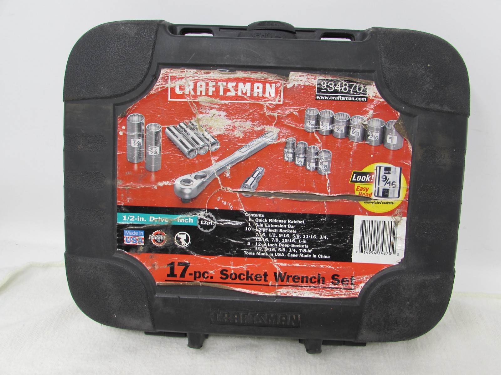 Nice Clean USA Made Craftsman 17 Pc. 1/2″ Drive Ratchet Socket Set 34870