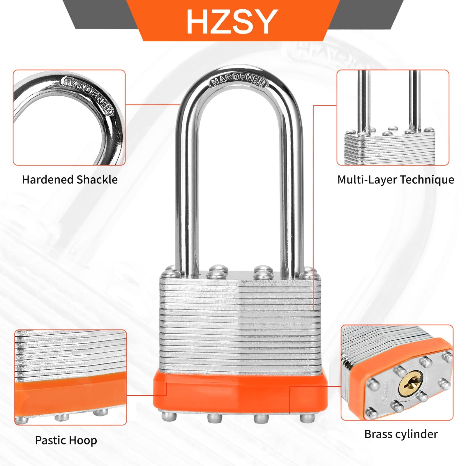 HZSY Padlocks Keyed Alike, Pack of 12, Laminated Steel Keyed Lock 19/16″, 40m…