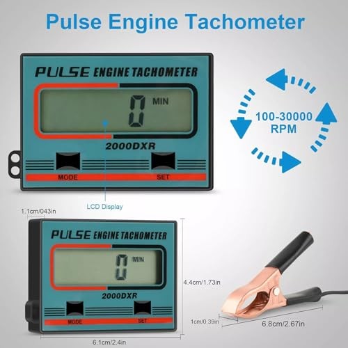 HFWHOK Digital RPM Meter Induction Pulse Tachometer Hour Meter for Small