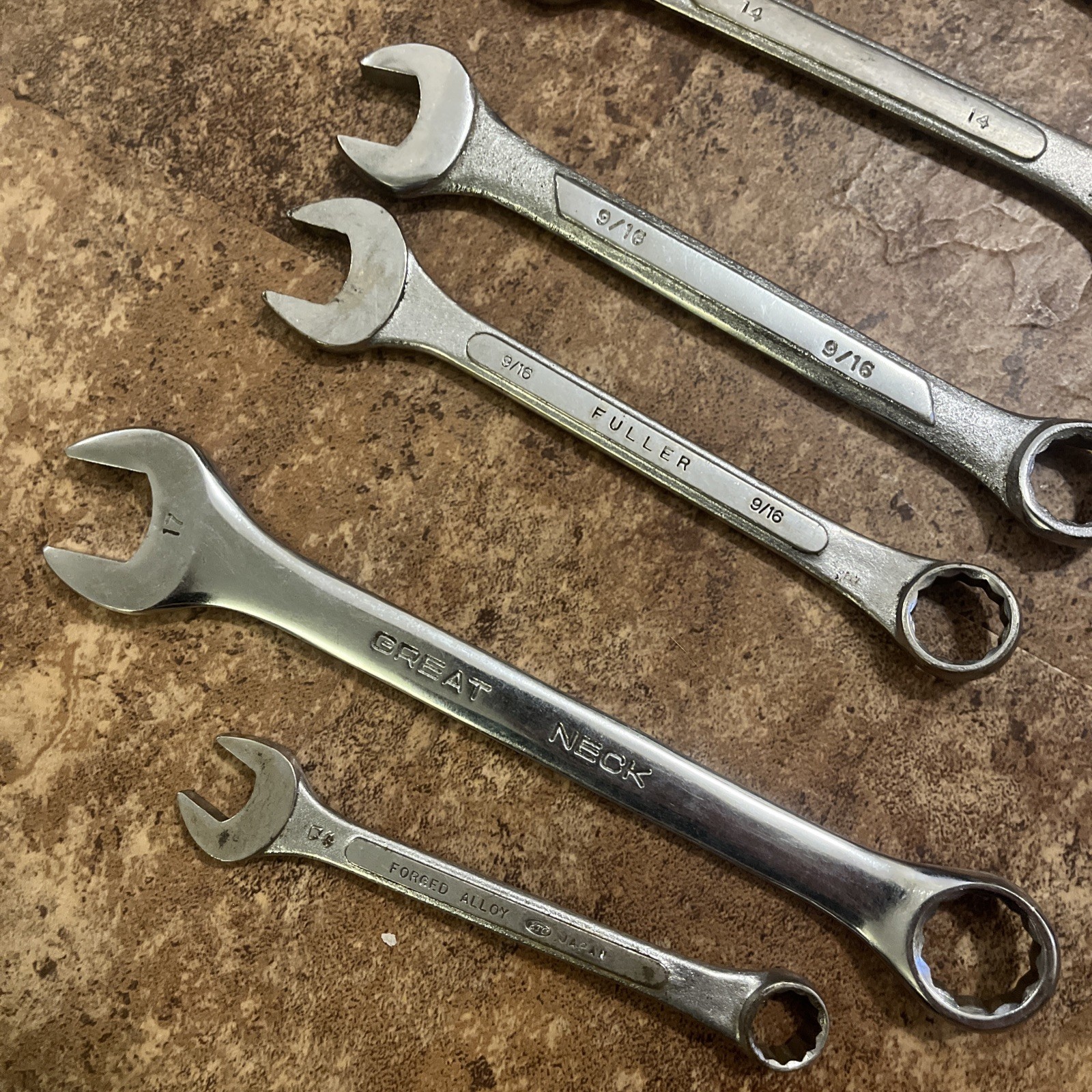 Vintage Lot Of 13 standard Wrenches From Various Manufacturers all forged in USA
