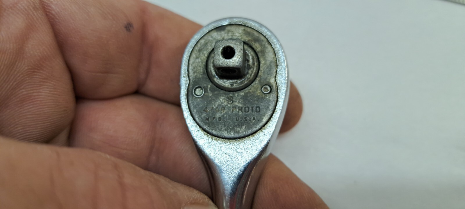Proto 1/4″ Drive Ratchet Chrome Knurled Grip 4749 made in USA in good shape
