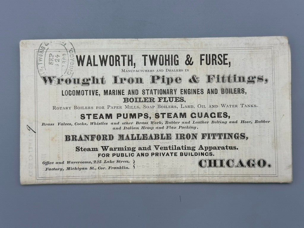 1889 ENGINES & STEAM PUMPS Iron Pipe Fittings TOOL HARDWARE Advertise PRICE LIST