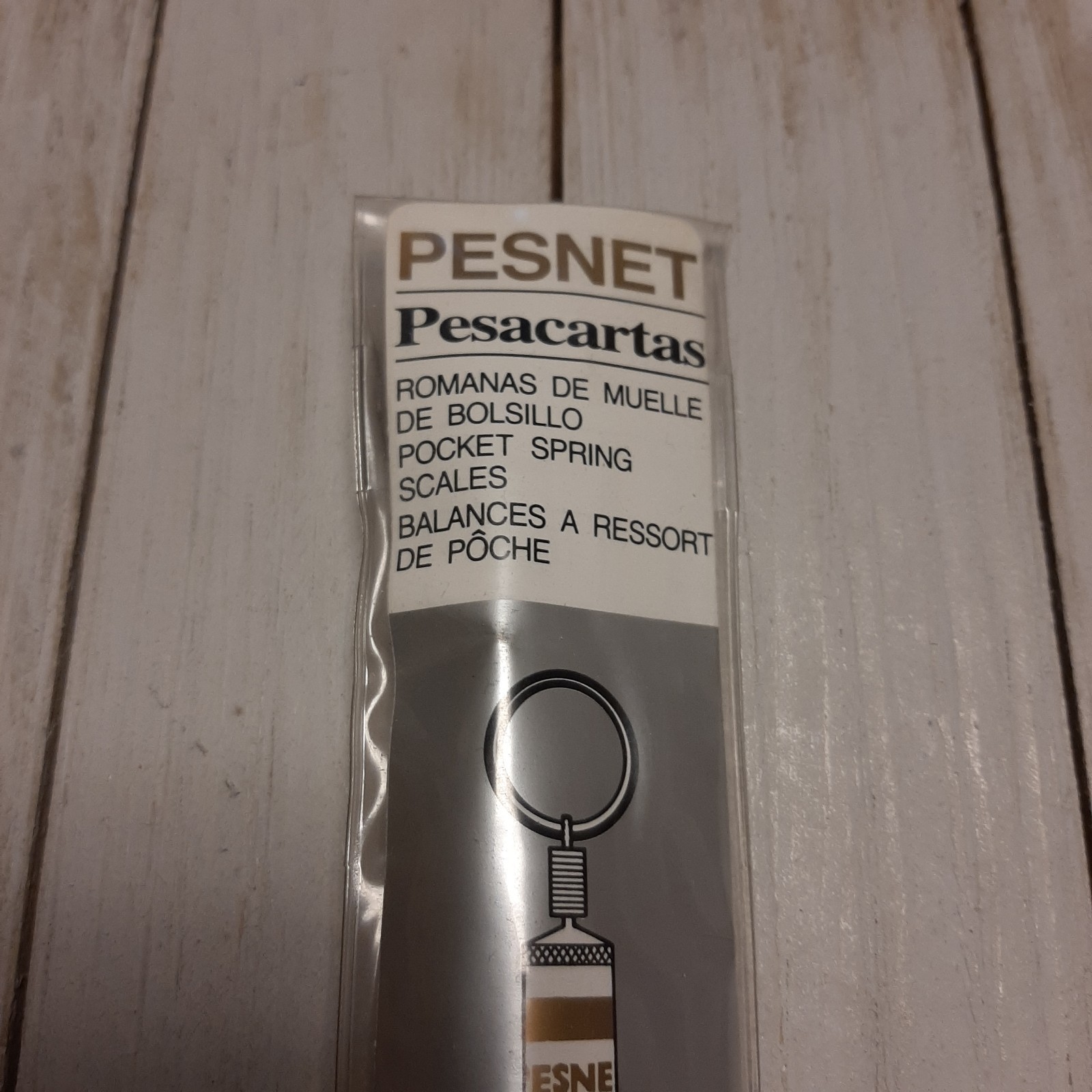 NOS 30g gram 1oz Pesnet Pesacartas pocket classroom spring tube scale Spain red