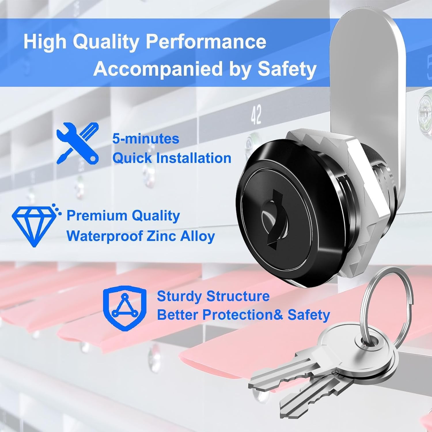 6 Pack 5/8-Inch Keyed Alike Zinc Alloy Cabinet Locks for Enhanced Security