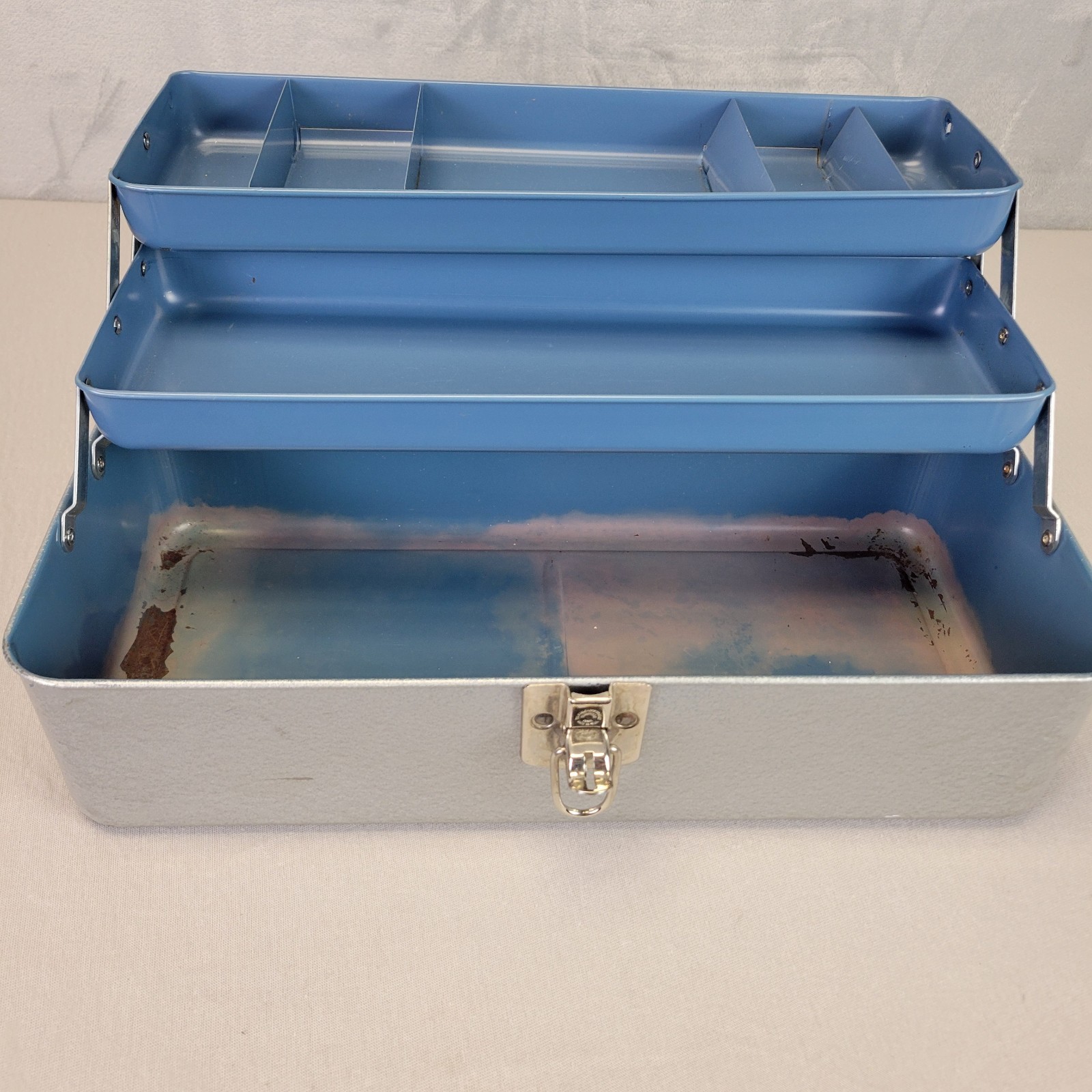 Vintage Tackle Box Union Steel Utility Chest #8513 Corp Leroy NY Tool Box
