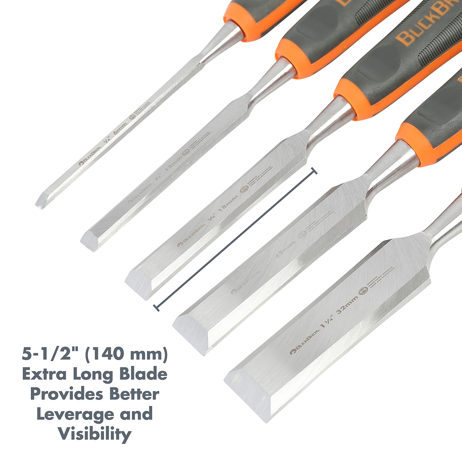 1/4 1/2 3/4 1 11/4 Comfort Grip Chisel Set