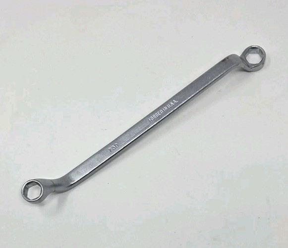 Vintage INDESTRO SUPER 7/16″ & 1/2″ Deep Offset Box End Wrench 730 12 Pt USA