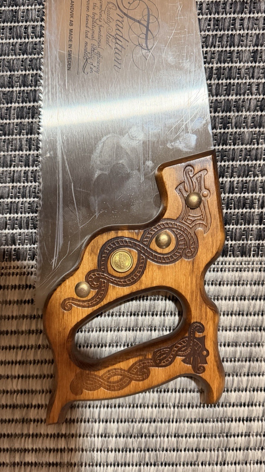 Sandvik Tradition Hand Saw Serpent Etched Wood Handle Swedish Quality Steel