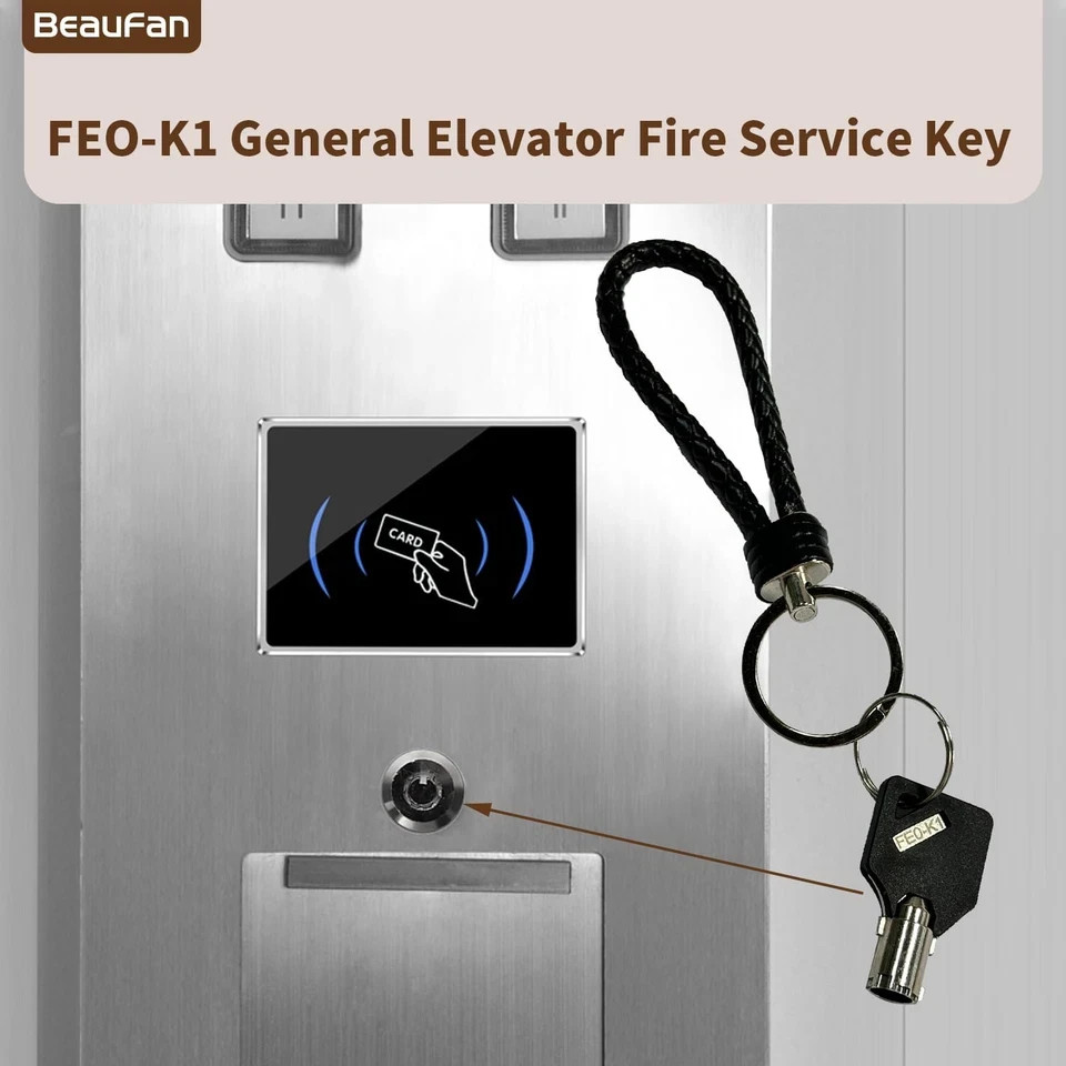 2 Pack FEO-K1 Elevator Keys Fire Service Key Recall Reset, 2 Pack