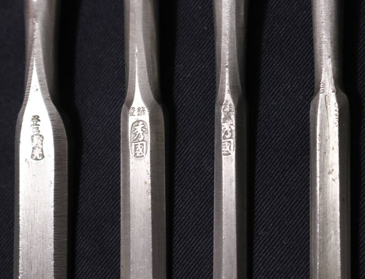 Used Japanese Chisels 4pc Set NOMI Carpenter Tool DIY No Box 8.5-14.5mm Woodwork