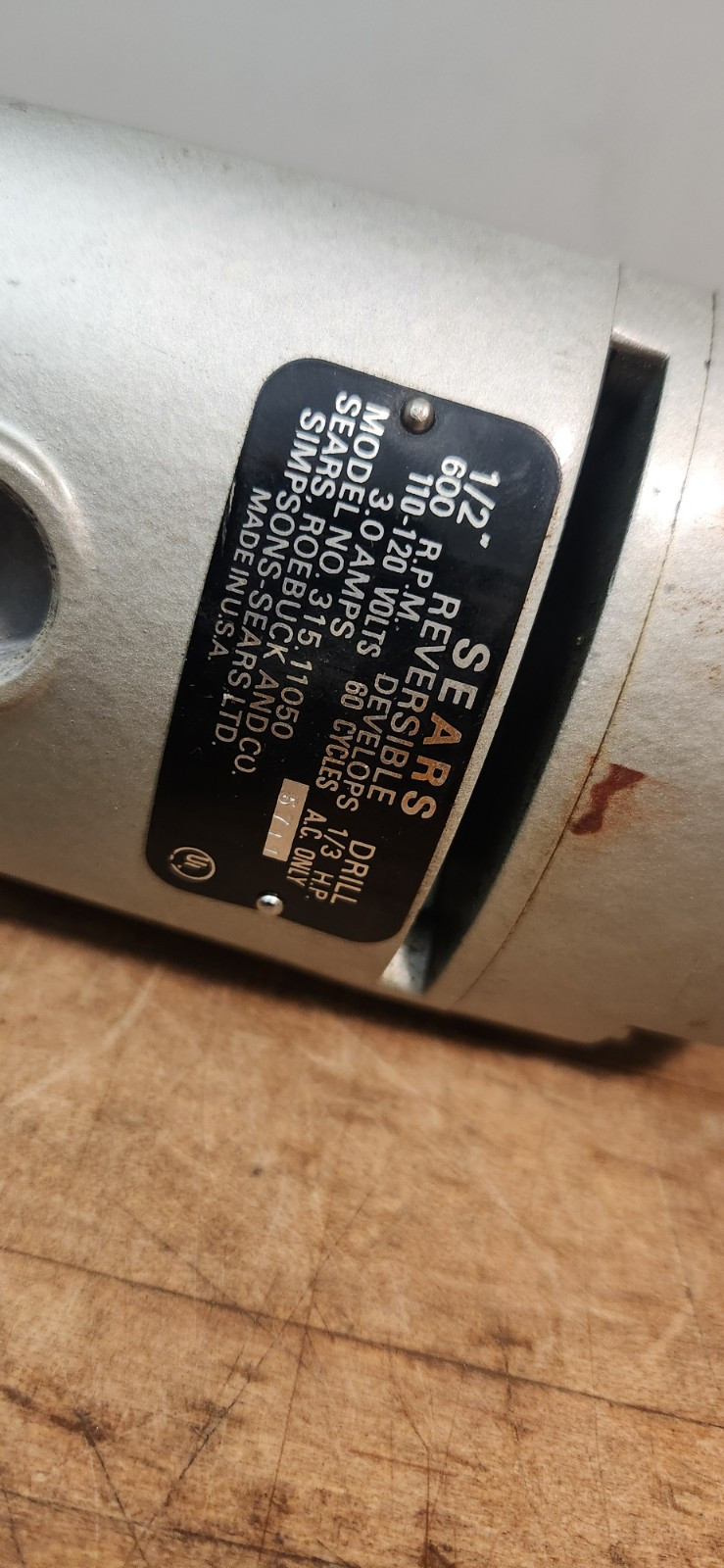 Vintage Craftsman Electric 1/2″ Reversible Industrial Drill 9_1105