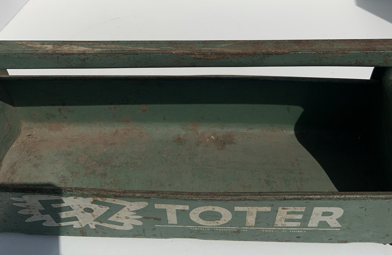Vintage Simonsen E-Z Toter Metal GREEN Tool Carrier Tote Caddy TOOLBOX