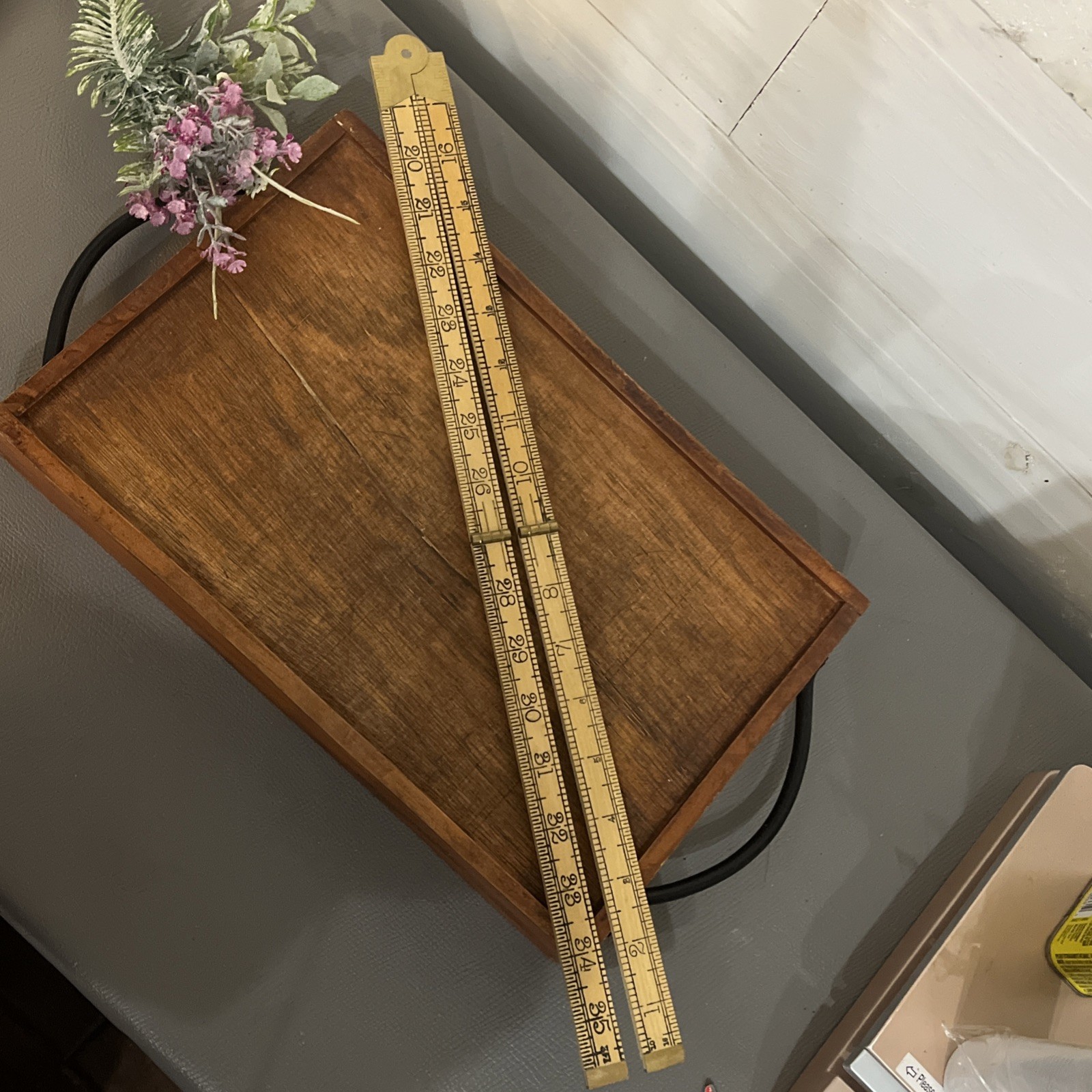 Vintage Rabone Chesterman 3ft Boxwood Brass 4‑Fold Ruler No.1380 England VGC
