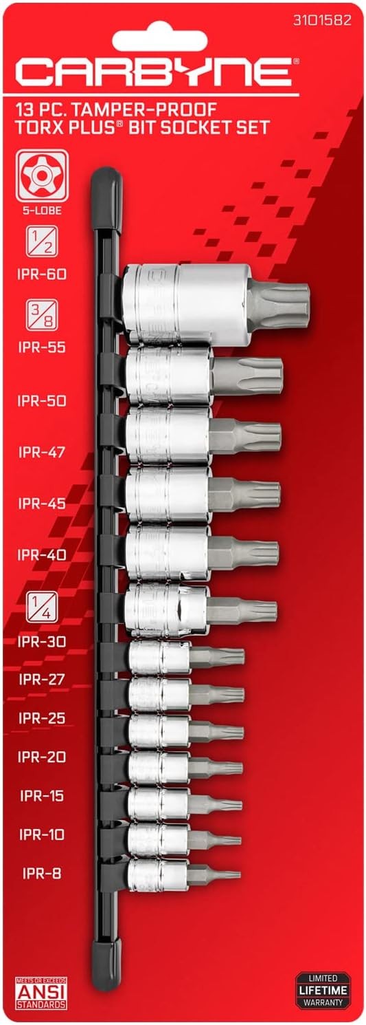 CARBYNE 13pc Tamper-Proof Torx Plus Bit Socket Set