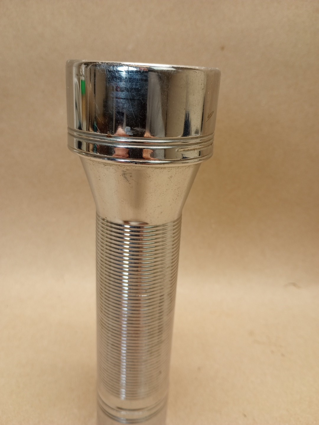 Vintage AFC Flashlight Silver aluminum and metal 2 D Cell Tested Works 7 .75″