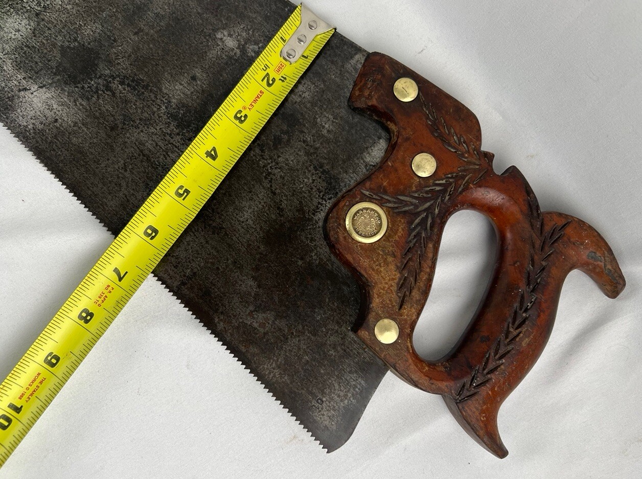 Vintage H.B. CURTIS & CO NO. 25 HAND SAW WARRANTED SUPERIOR MEDALLION 28” BLADE