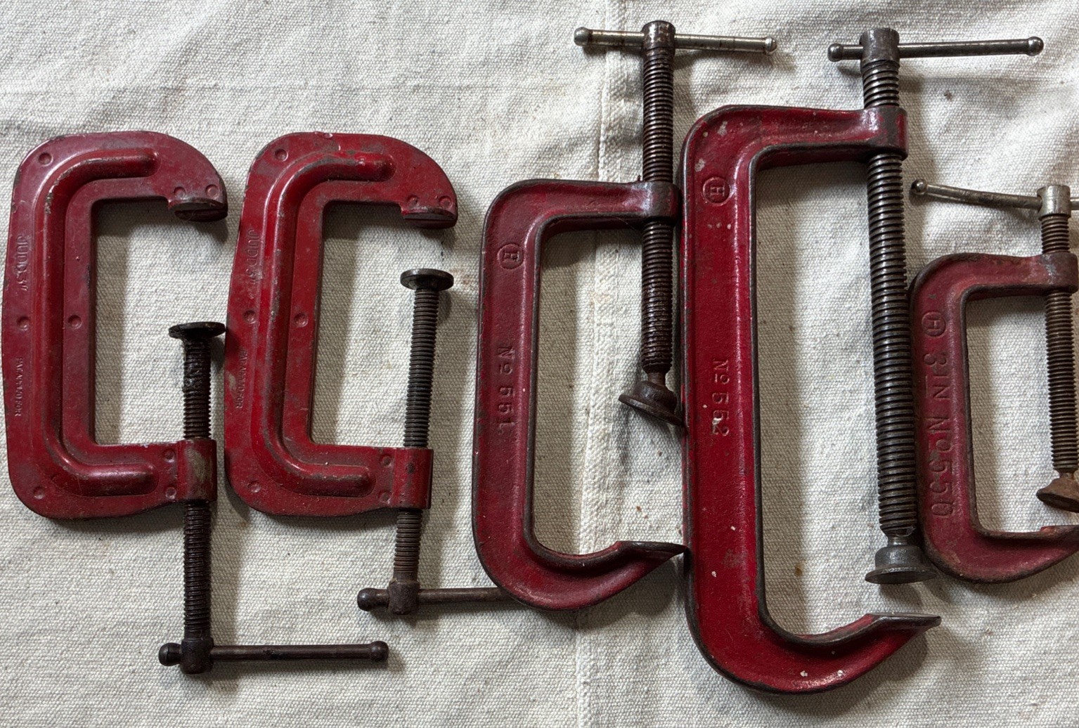 Vintage Cincinnati Tool Co. No. 550,551,552 Plus Two 3” JUDDS C Clamps