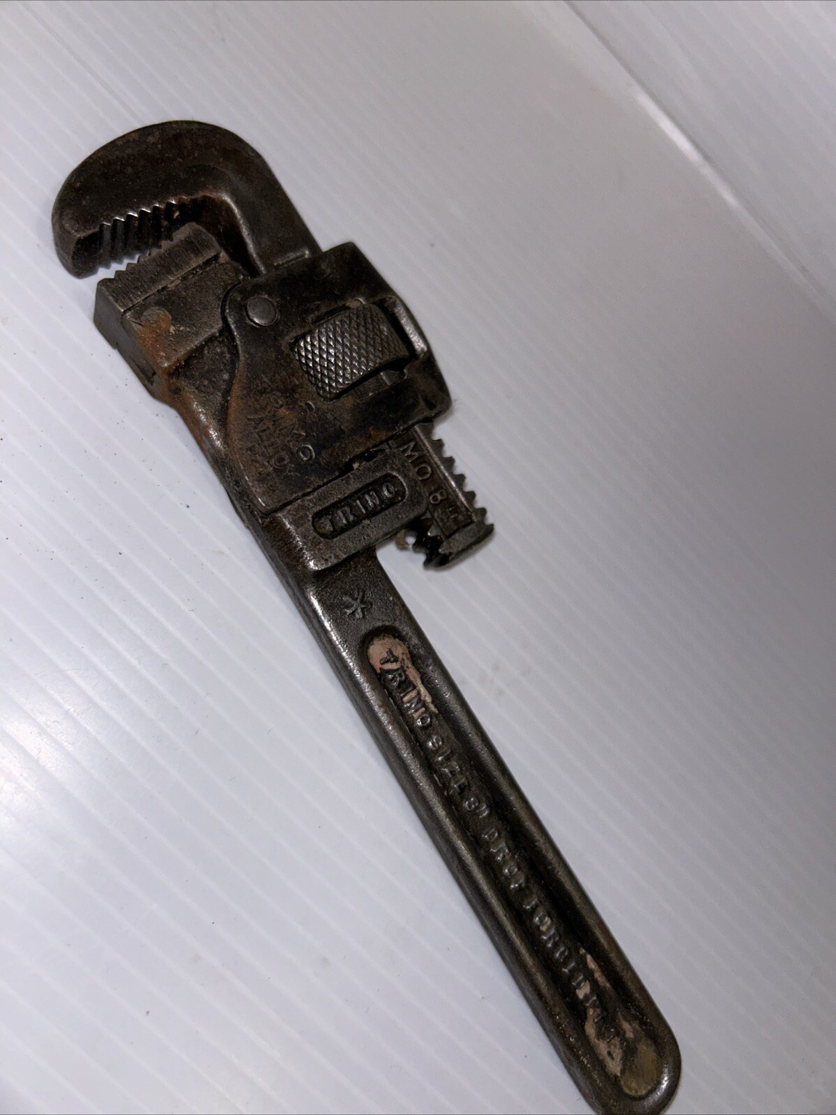 Trimo 8″ Adjustable Pipe Monkey Wrench Trimont Mfg Co~ Roxbury MA Cleaned