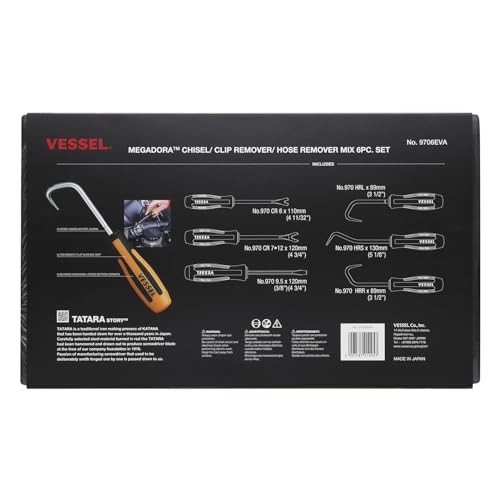 Megadora Heavy Duty Cold Chisel Set 6PC with Cushion Grip Made in Japan
