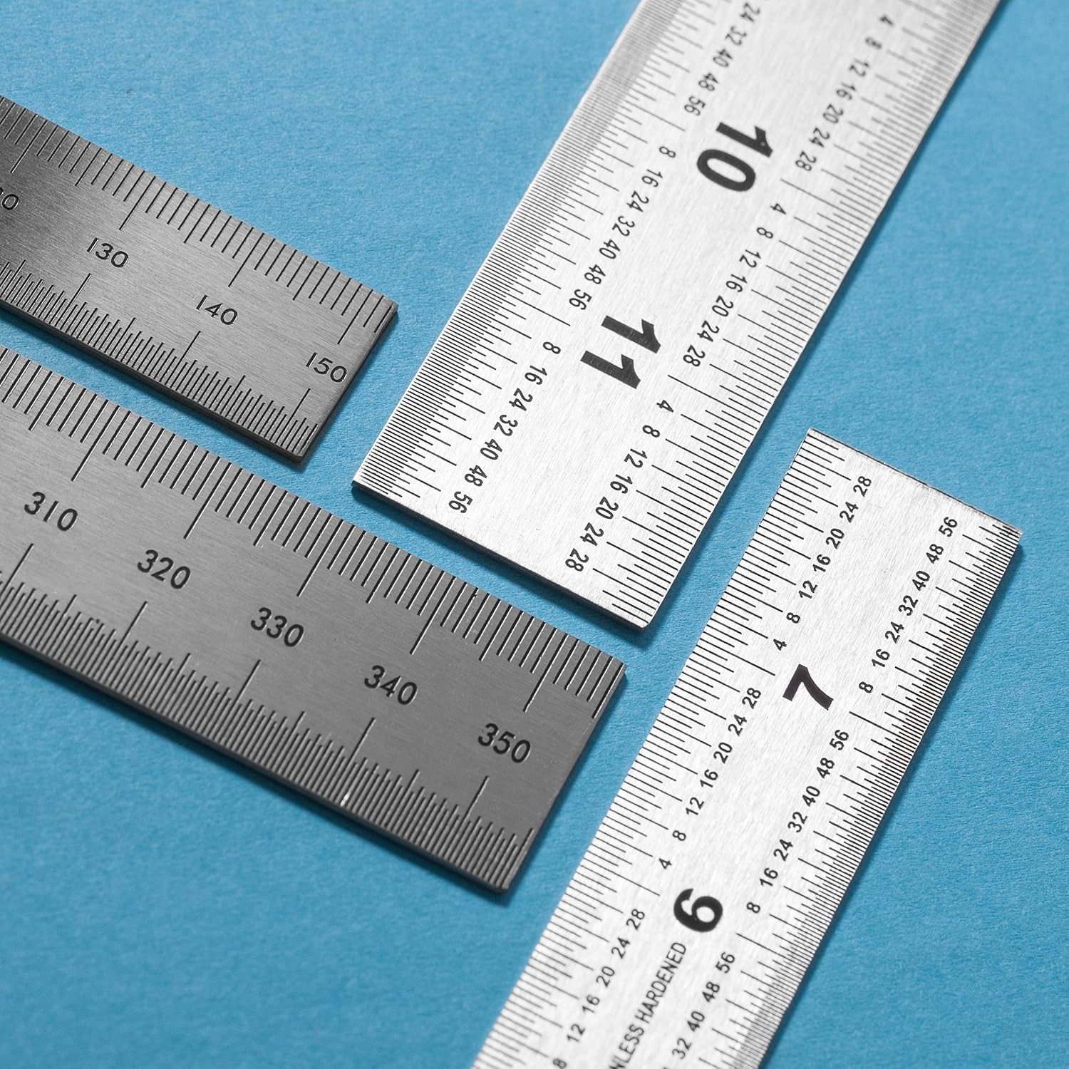 Professional 4 Pack Rulers – 6, 8, 12, 14 Inch, Graduated in Metric & Imperial