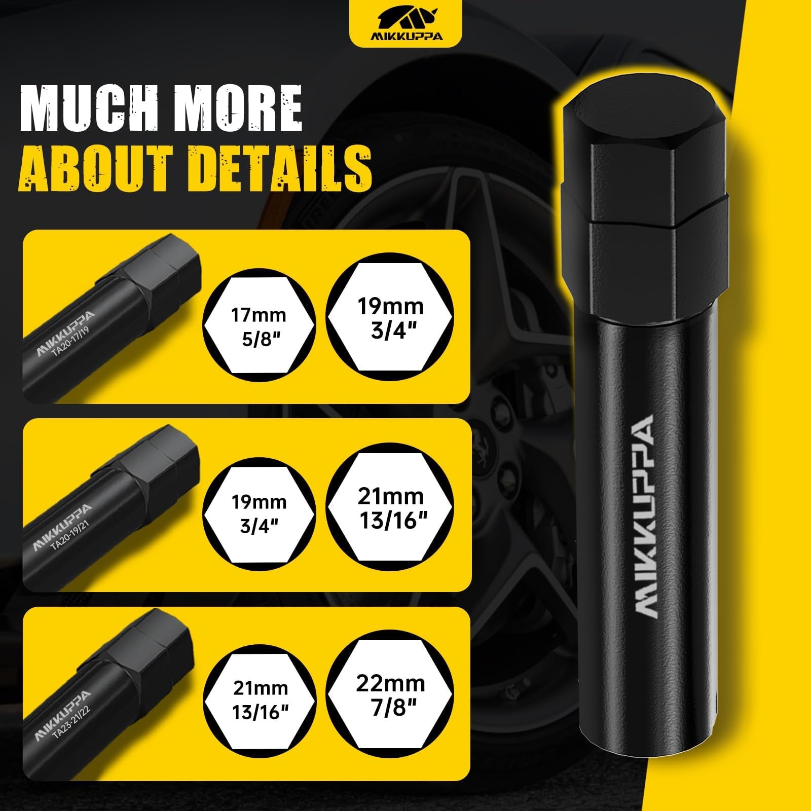 MIKKUPPA 10 Spline Lug Nut Key Set, 3 Pack 10 Point Lug Nut Removal Socket fo…