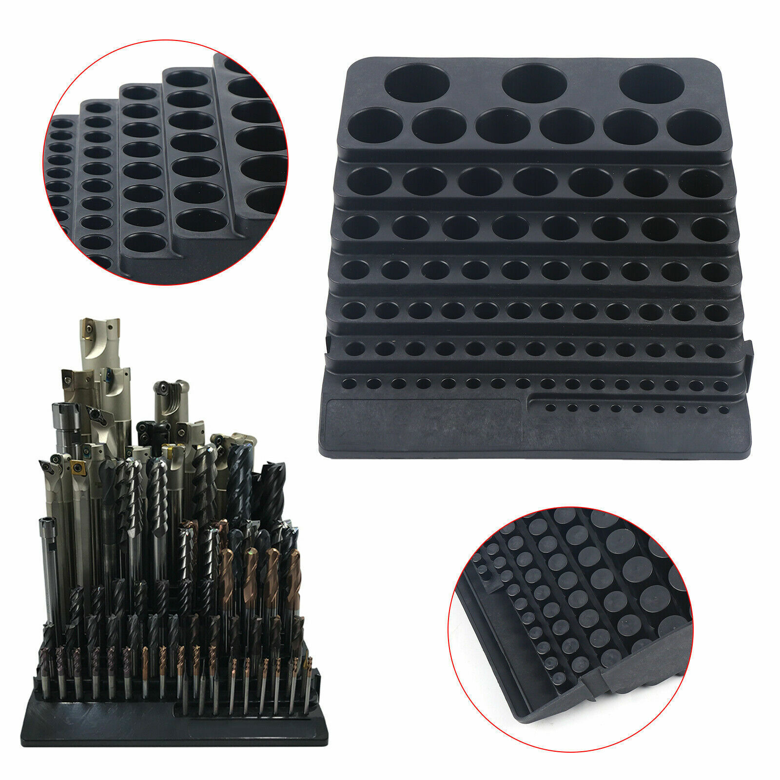 84 Hole Tool Storage Box Milling Cutter CNC Accessories Placement Rack Organizer