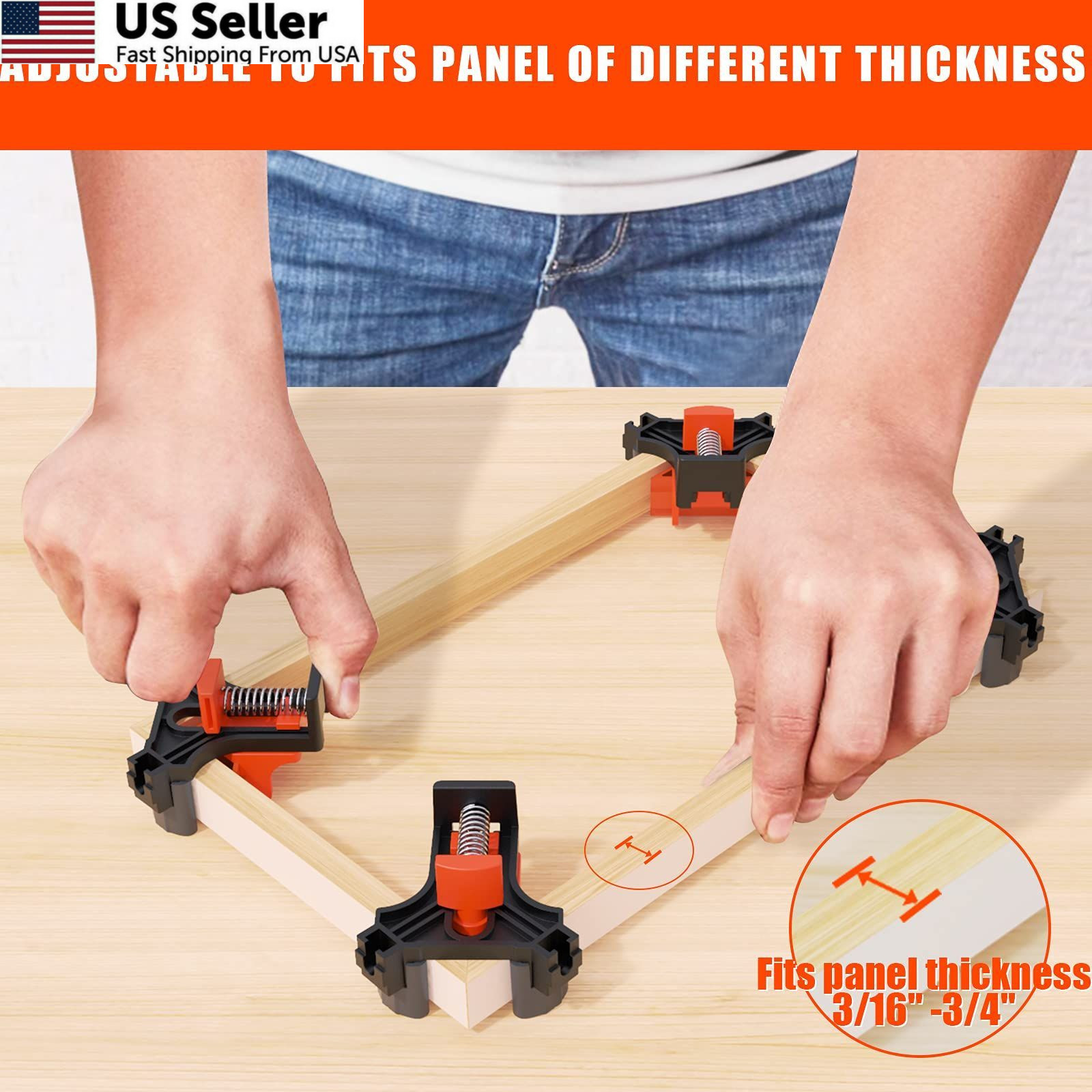 WETOLS Corner Clamp for Woodworking, 90 Degree Right Angle Clamp, Wood Orange