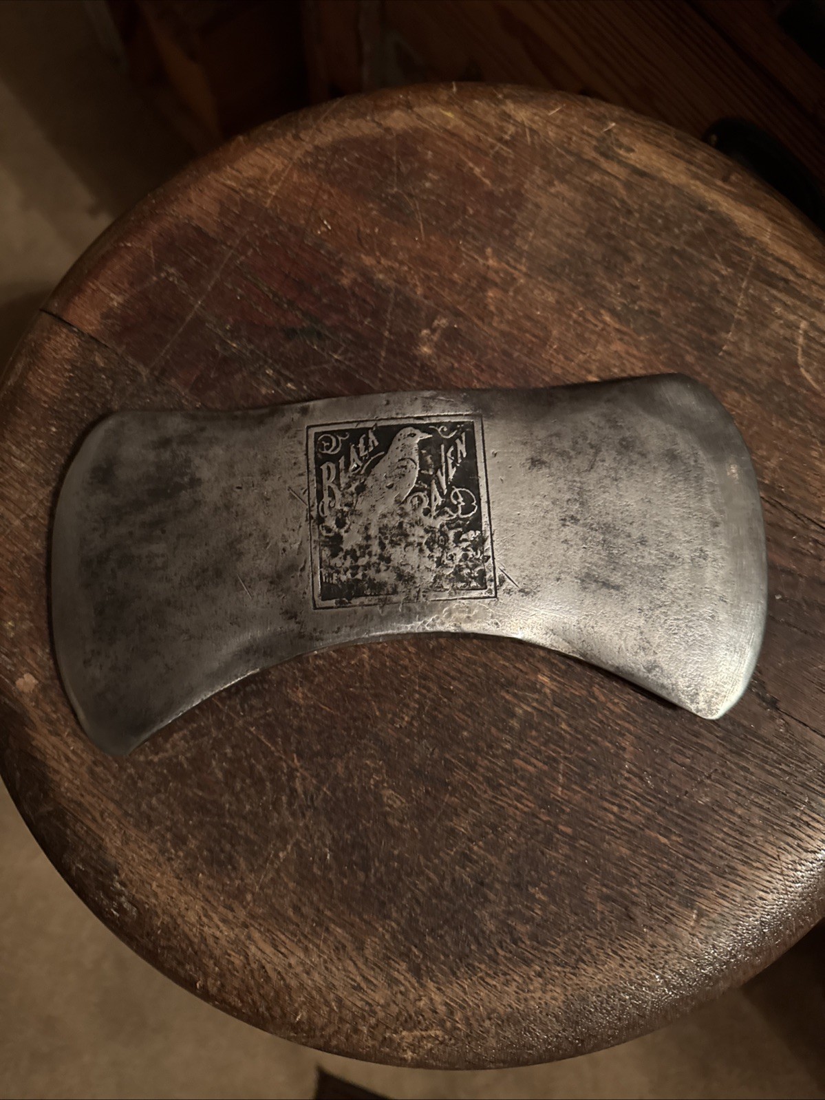 Antique Double Bit Axe Head Tool Embossed Kelly True Temper Black Raven USA