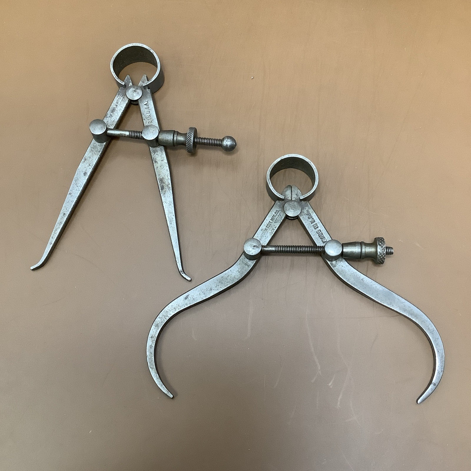 (2) Vintage Sampson Flat Leg Spring Calipers Inside & Outside 4”