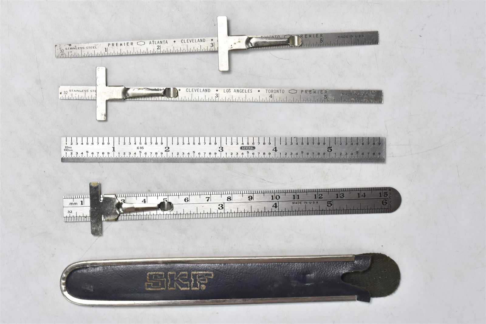 Vintage LOT of 4 STAINLESS RULE RULERS 6″ GUCO GENERAL PREMIER #09271