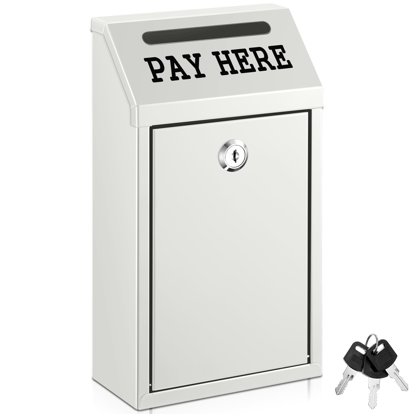 Yaocom Safe Metal Cash Box for Farm Stand – 10.2 x 5.7 x 2.8 Inch, White