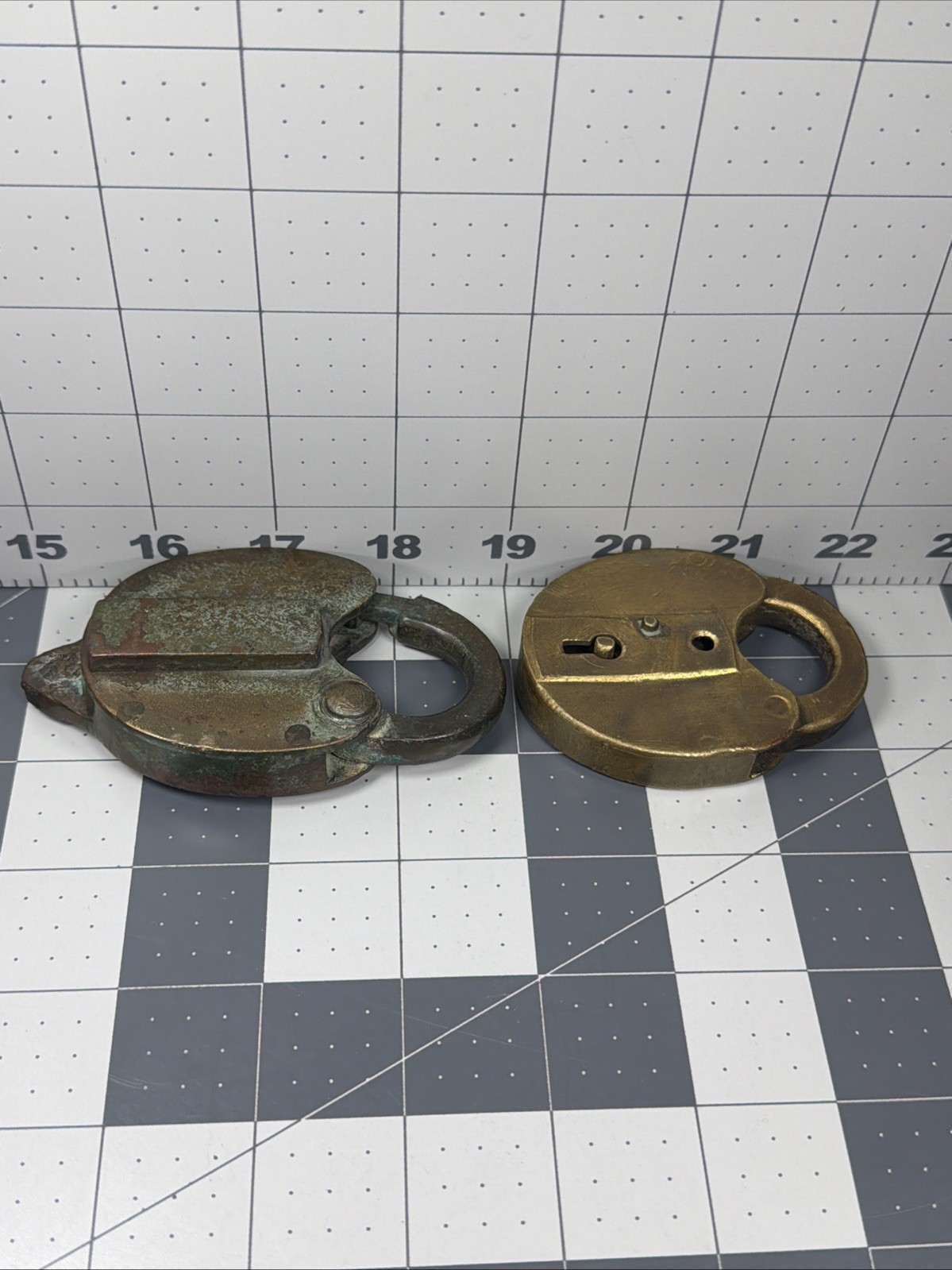 2 Vintage Brass Padlocks RR Style Teardrop/heart Shaped No Keys